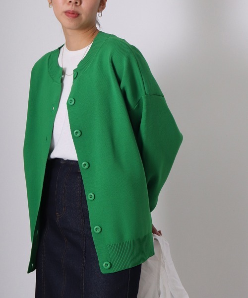 sara&cake（サラアンドケイク）の「12G 前後2wayオーバーサイズカーディガン（カーディガン/ボレロ・レディース・ホワイト/グリーン・FREE）」の14枚目の写真