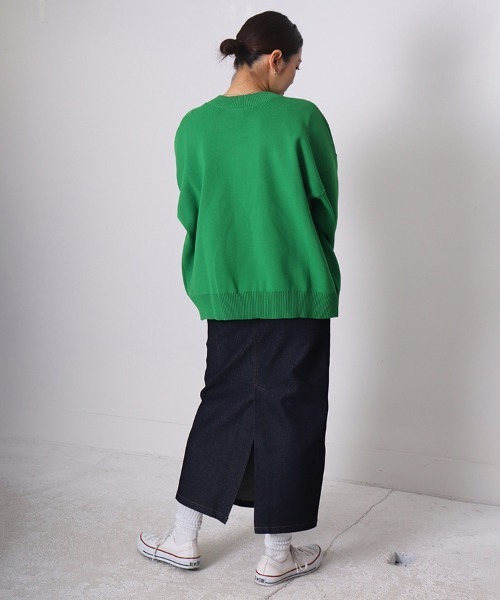 sara&cake（サラアンドケイク）の「12G 前後2wayオーバーサイズカーディガン（カーディガン/ボレロ・レディース・ホワイト/グリーン・FREE）」の4枚目の写真