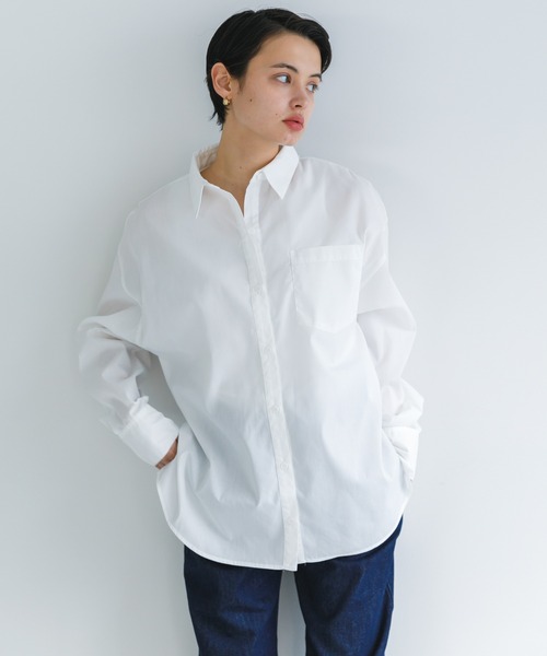 koe(コエ)の「TCビックブラウス*(シャツ/ブラウス・レディース・グリーン/オフホワイト/オレンジ/サックスブルー・M)」の2枚目の写真