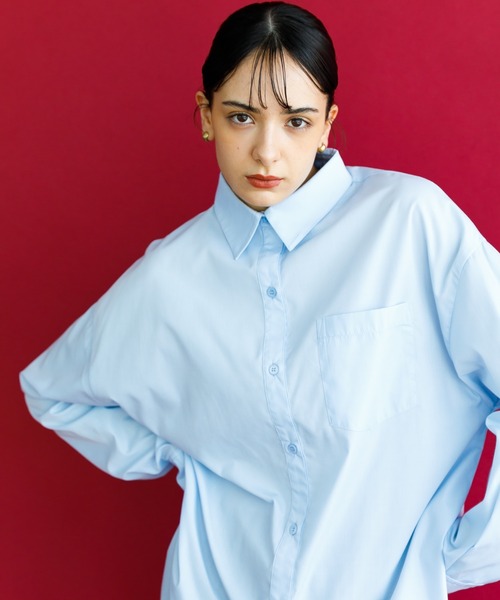 koe(コエ)の「TCビックブラウス*(シャツ/ブラウス・レディース・グリーン/オフホワイト/オレンジ/サックスブルー・M)」の4枚目の写真