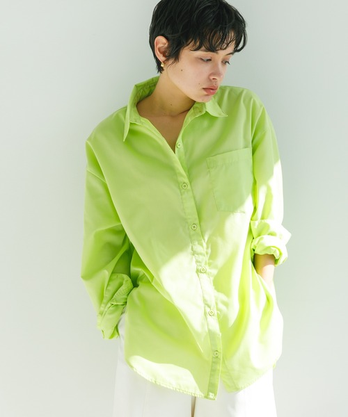 koe(コエ)の「TCビックブラウス*(シャツ/ブラウス・レディース・グリーン/オフホワイト/オレンジ/サックスブルー・M)」の12枚目の写真