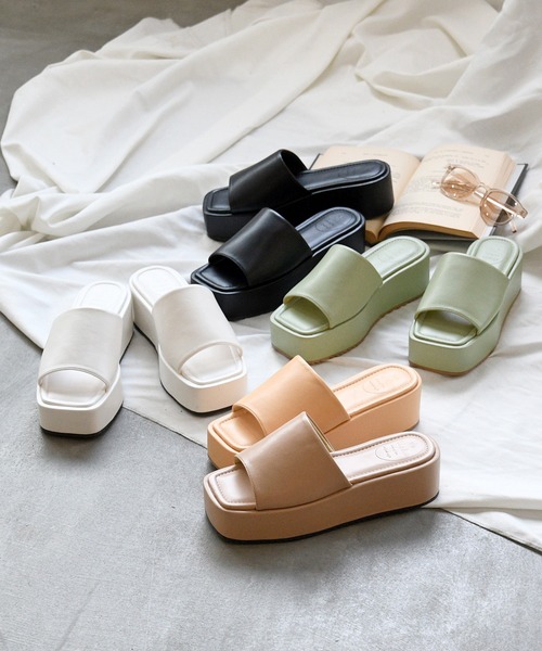 NOFALL（ノーフォール）の「スクエアトゥボリュームソールミュールサンダル（サンダル・レディース・ホワイト/ブラック/ベージュ/イエロー/グリーン・LL/S/M/L）」の14枚目の写真