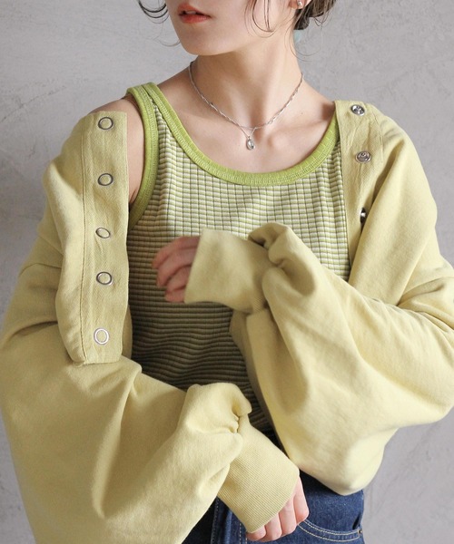 Crisp（クリスプ）の「ラウンドヘムリブタンク（タンクトップ・レディース・ホワイト/ブルー/グリーン・FREE）」の2枚目の写真