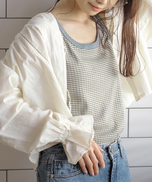 Crisp（クリスプ）の「ラウンドヘムリブタンク（タンクトップ・レディース・ホワイト/ブルー/グリーン・FREE）」の11枚目の写真