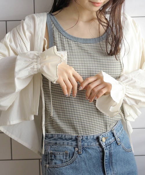 Crisp（クリスプ）の「ラウンドヘムリブタンク（タンクトップ・レディース・ホワイト/ブルー/グリーン・FREE）」の12枚目の写真