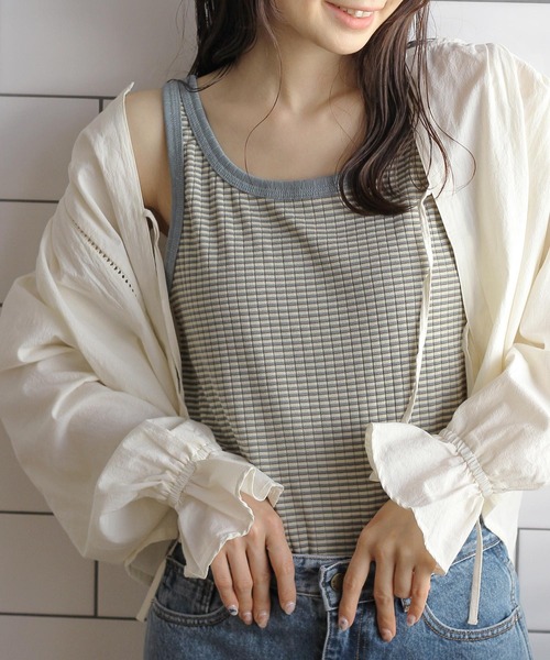 Crisp（クリスプ）の「ラウンドヘムリブタンク（タンクトップ・レディース・ホワイト/ブルー/グリーン・FREE）」の13枚目の写真