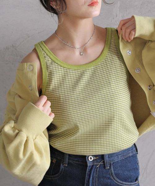 Crisp（クリスプ）の「ラウンドヘムリブタンク（タンクトップ・レディース・ホワイト/ブルー/グリーン・FREE）」の19枚目の写真