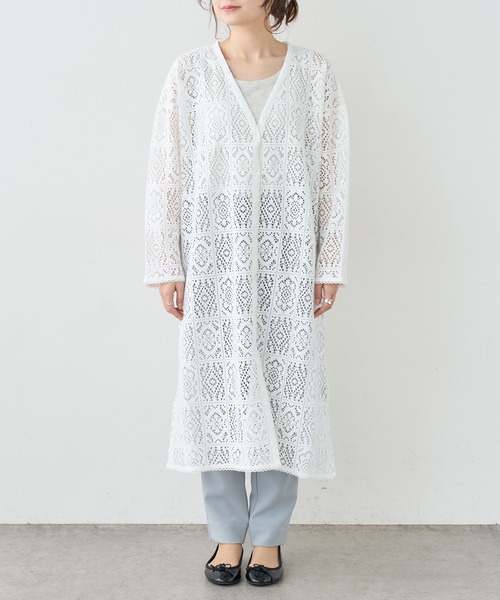 PUAL CE CIN（ピュアルセシン）の「四角柄レースガウンワンピース（ワンピース・レディース・ホワイト/ブラック・FREE）」の8枚目の写真