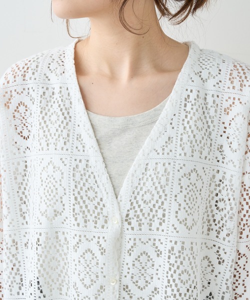 PUAL CE CIN（ピュアルセシン）の「四角柄レースガウンワンピース（ワンピース・レディース・ホワイト/ブラック・FREE）」の5枚目の写真