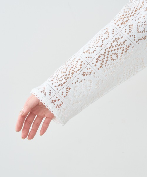 PUAL CE CIN（ピュアルセシン）の「四角柄レースガウンワンピース（ワンピース・レディース・ホワイト/ブラック・FREE）」の6枚目の写真