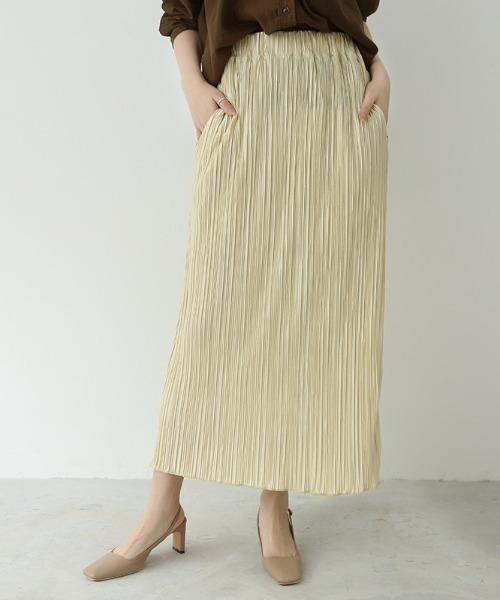 MAISON BREEZE（メゾンブリーズ）の「【MAISON BREEZE】楊柳リラックススカート SCCH70（スカート・レディース・グリーン/ブラウン/ベージュ/アイボリー/ブラック・FREE）」の2枚目の写真