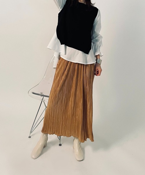 MAISON BREEZE（メゾンブリーズ）の「【MAISON BREEZE】楊柳リラックススカート SCCH70（スカート・レディース・グリーン/ブラウン/ベージュ/アイボリー/ブラック・FREE）」の6枚目の写真