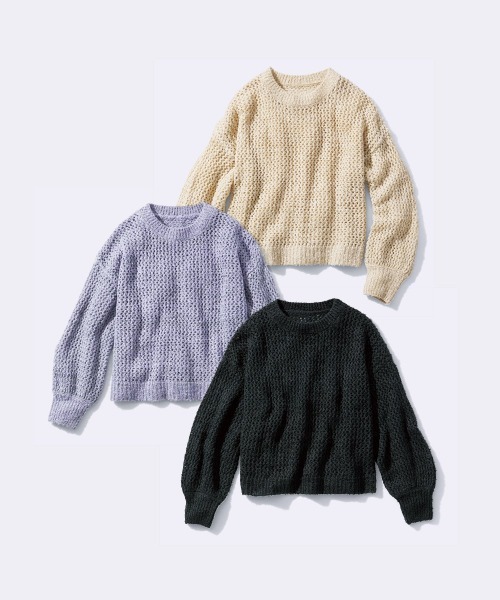 miclat（ミクラ）の「大きいサイズ メッシュニット　miclat（ニット/セーター・レディース・ベージュ/ラベンダー/ブラック/イエロー系/グレー系・L/4L/3L/LL/5L）」の15枚目の写真