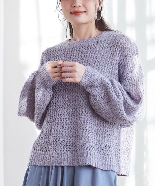 miclat（ミクラ）の「大きいサイズ メッシュニット　miclat（ニット/セーター・レディース・ベージュ/ラベンダー/ブラック/イエロー系/グレー系・L/4L/3L/LL/5L）」の13枚目の写真