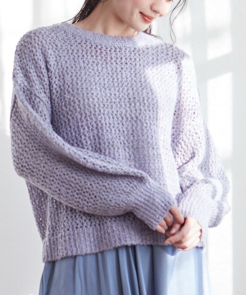 miclat（ミクラ）の「大きいサイズ メッシュニット　miclat（ニット/セーター・レディース・ベージュ/ラベンダー/ブラック/イエロー系/グレー系・L/4L/3L/LL/5L）」の14枚目の写真