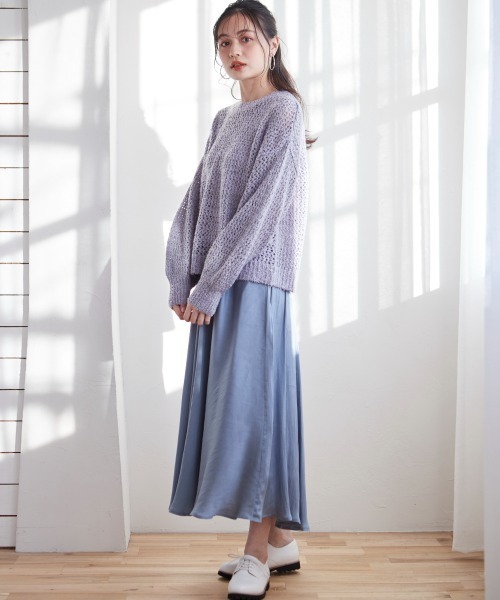 miclat（ミクラ）の「大きいサイズ メッシュニット　miclat（ニット/セーター・レディース・ベージュ/ラベンダー/ブラック/イエロー系/グレー系・L/4L/3L/LL/5L）」の8枚目の写真