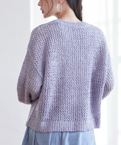 miclat（ミクラ）の「大きいサイズ メッシュニット　miclat（ニット/セーター・レディース・ベージュ/ラベンダー/ブラック/イエロー系/グレー系・L/4L/3L/LL/5L）」の20枚目の写真