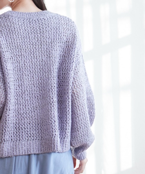 miclat（ミクラ）の「大きいサイズ メッシュニット　miclat（ニット/セーター・レディース・ベージュ/ラベンダー/ブラック/イエロー系/グレー系・L/4L/3L/LL/5L）」の21枚目の写真