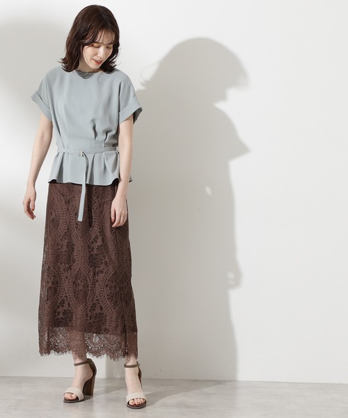 N.（N. Natural Beauty Basic）（エヌエヌナチュラルビューティーベーシック）の「【追加生産】◆ボートネックペプラム半袖ブラウス（シャツ/ブラウス・レディース・オフホワイト/グレー/ライトグリーン/ブルー・MEDIUM）」の12枚目の写真