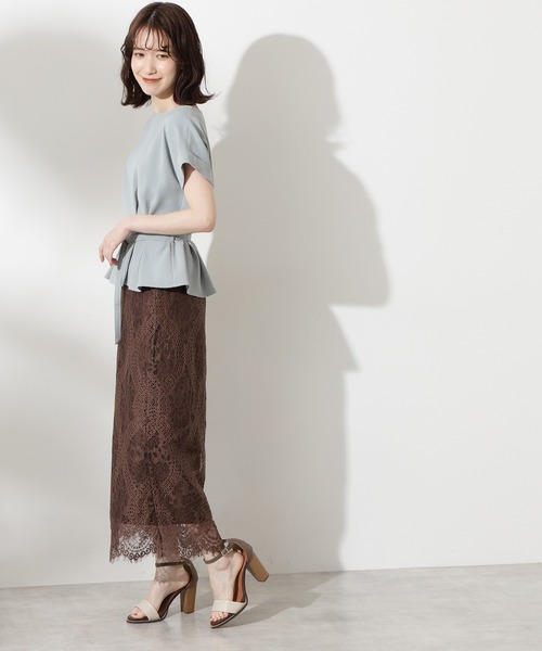 N.（N. Natural Beauty Basic）（エヌエヌナチュラルビューティーベーシック）の「【追加生産】◆ボートネックペプラム半袖ブラウス（シャツ/ブラウス・レディース・オフホワイト/グレー/ライトグリーン/ブルー・MEDIUM）」の13枚目の写真