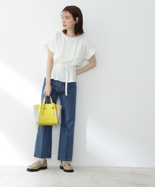 N.（N. Natural Beauty Basic）（エヌエヌナチュラルビューティーベーシック）の「【追加生産】◆ボートネックペプラム半袖ブラウス（シャツ/ブラウス・レディース・オフホワイト/グレー/ライトグリーン/ブルー・MEDIUM）」の18枚目の写真