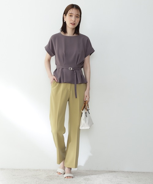 N.（N. Natural Beauty Basic）（エヌエヌナチュラルビューティーベーシック）の「【追加生産】◆ボートネックペプラム半袖ブラウス（シャツ/ブラウス・レディース・オフホワイト/グレー/ライトグリーン/ブルー・MEDIUM）」の22枚目の写真