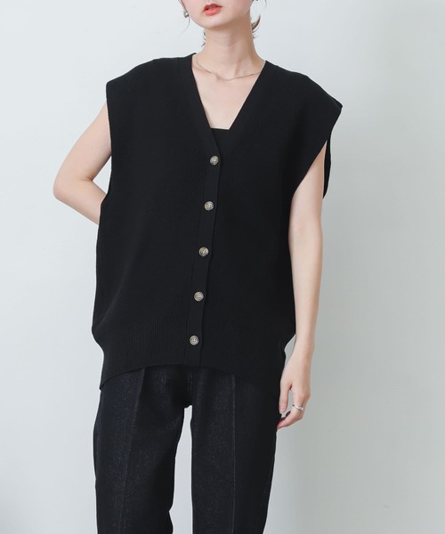 SENSE OF PLACE by URBAN RESEARCH(センスオブプレイスバイアーバンリサーチ)の「フロントボタンベスト(ベスト・レディース・ブラック/イエロー/ライトベージュ・ONE)」の2枚目の写真