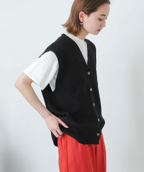 SENSE OF PLACE by URBAN RESEARCH(センスオブプレイスバイアーバンリサーチ)の「フロントボタンベスト(ベスト・レディース・ブラック/イエロー/ライトベージュ・ONE)」の19枚目の写真