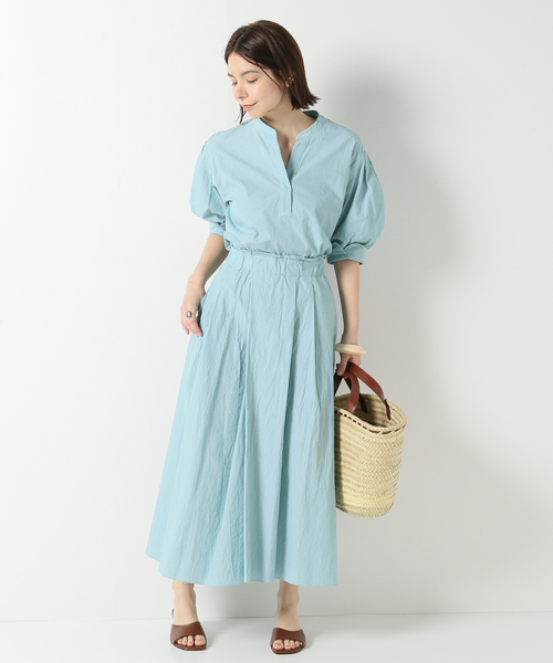 IENA（イエナ）の「コットンナイロンヘアラインストライプセットアップ（ワンピース・レディース・ネイビー/ピンク/ブルー/グリーン・38/36/34）」の2枚目の写真