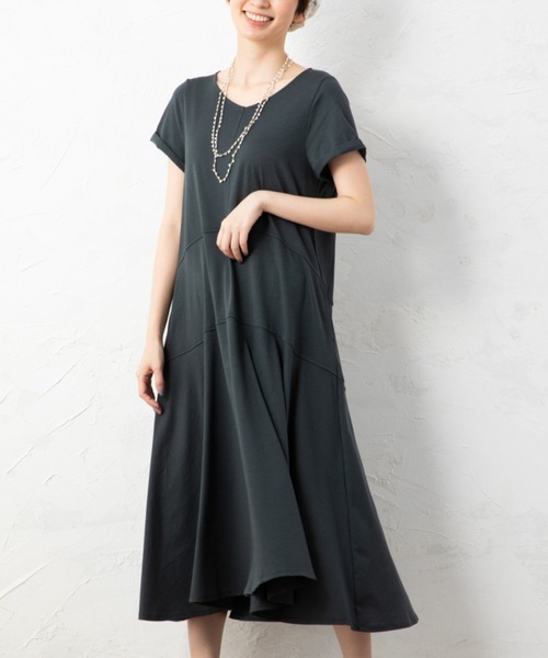 aunt lily（アントリリー）の「度詰天竺ステッチアクセントサマードレス（ドレス・レディース・グリーン/ブラウン/チャコールグレー・M/LL/L/S）」の2枚目の写真