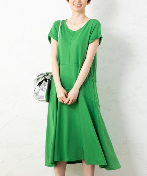 aunt lily（アントリリー）の「度詰天竺ステッチアクセントサマードレス（ドレス・レディース・グリーン/ブラウン/チャコールグレー・M/LL/L/S）」の3枚目の写真