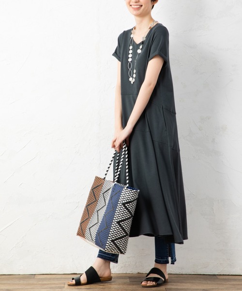 aunt lily（アントリリー）の「度詰天竺ステッチアクセントサマードレス（ドレス・レディース・グリーン/ブラウン/チャコールグレー・M/LL/L/S）」の4枚目の写真