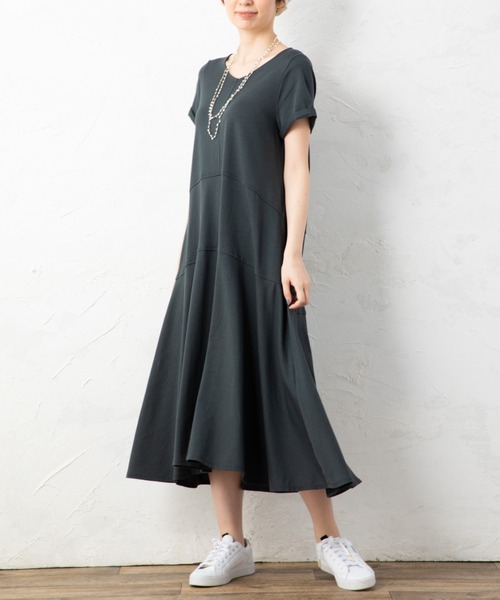 aunt lily（アントリリー）の「度詰天竺ステッチアクセントサマードレス（ドレス・レディース・グリーン/ブラウン/チャコールグレー・M/LL/L/S）」の6枚目の写真