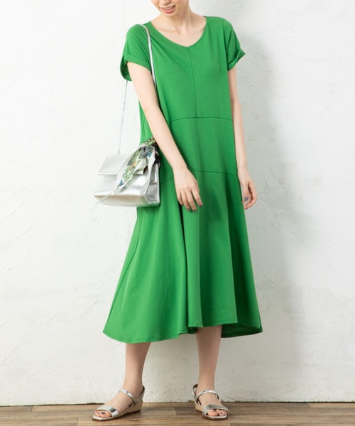 aunt lily（アントリリー）の「度詰天竺ステッチアクセントサマードレス（ドレス・レディース・グリーン/ブラウン/チャコールグレー・M/LL/L/S）」の12枚目の写真