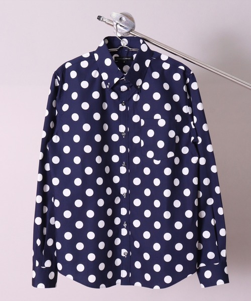 BAYBLO（ベイブロ）の「【日本製】ドット プリント ボタンダウン ブロード シャツ(GW)（シャツ/ブラウス・メンズ・ホワイト系1/ネイビー系1/ネイビー系2/ホワイト系2/ブラック系1/ブラック系2・LARGE/X-LARGE/MEDIUM）」の6枚目の写真