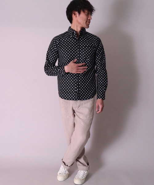 BAYBLO（ベイブロ）の「【日本製】ドット プリント ボタンダウン ブロード シャツ(GW)（シャツ/ブラウス・メンズ・ホワイト系1/ネイビー系1/ネイビー系2/ホワイト系2/ブラック系1/ブラック系2・LARGE/X-LARGE/MEDIUM）」の22枚目の写真