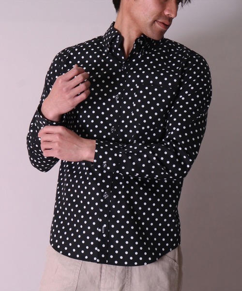 BAYBLO（ベイブロ）の「【日本製】ドット プリント ボタンダウン ブロード シャツ(GW)（シャツ/ブラウス・メンズ・ホワイト系1/ネイビー系1/ネイビー系2/ホワイト系2/ブラック系1/ブラック系2・LARGE/X-LARGE/MEDIUM）」の21枚目の写真