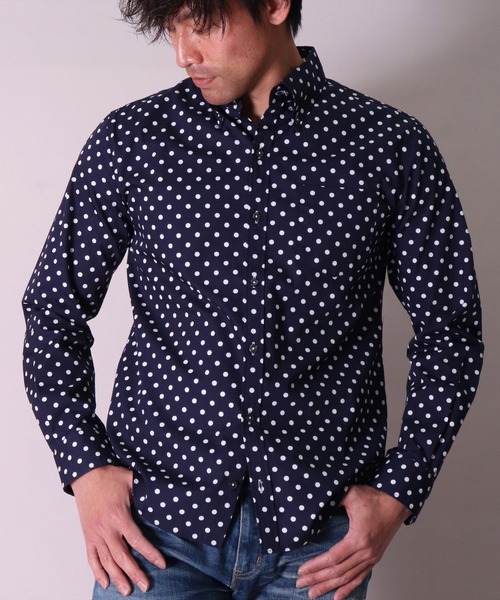 BAYBLO（ベイブロ）の「【日本製】ドット プリント ボタンダウン ブロード シャツ(GW)（シャツ/ブラウス・メンズ・ホワイト系1/ネイビー系1/ネイビー系2/ホワイト系2/ブラック系1/ブラック系2・LARGE/X-LARGE/MEDIUM）」の17枚目の写真
