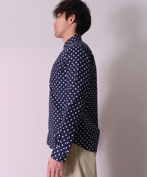 BAYBLO（ベイブロ）の「【日本製】ドット プリント ボタンダウン ブロード シャツ(GW)（シャツ/ブラウス・メンズ・ホワイト系1/ネイビー系1/ネイビー系2/ホワイト系2/ブラック系1/ブラック系2・LARGE/X-LARGE/MEDIUM）」の14枚目の写真