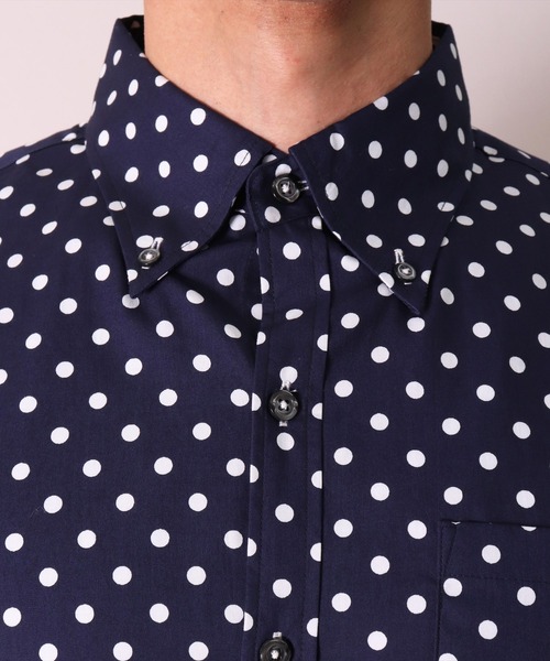 BAYBLO（ベイブロ）の「【日本製】ドット プリント ボタンダウン ブロード シャツ(GW)（シャツ/ブラウス・メンズ・ホワイト系1/ネイビー系1/ネイビー系2/ホワイト系2/ブラック系1/ブラック系2・LARGE/X-LARGE/MEDIUM）」の12枚目の写真