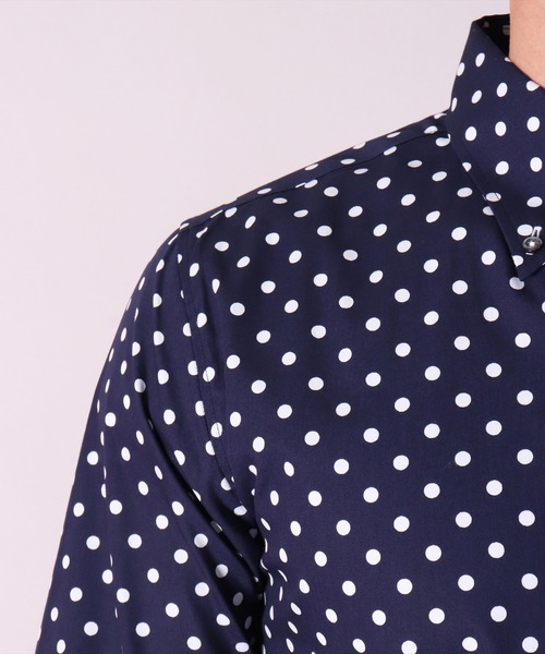 BAYBLO（ベイブロ）の「【日本製】ドット プリント ボタンダウン ブロード シャツ(GW)（シャツ/ブラウス・メンズ・ホワイト系1/ネイビー系1/ネイビー系2/ホワイト系2/ブラック系1/ブラック系2・LARGE/X-LARGE/MEDIUM）」の11枚目の写真