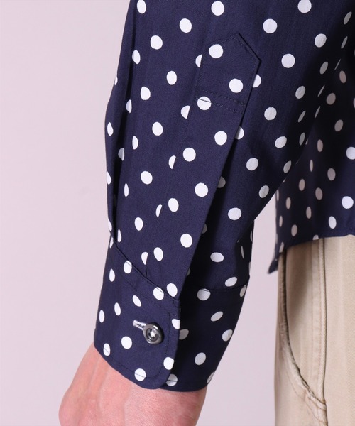 BAYBLO（ベイブロ）の「【日本製】ドット プリント ボタンダウン ブロード シャツ(GW)（シャツ/ブラウス・メンズ・ホワイト系1/ネイビー系1/ネイビー系2/ホワイト系2/ブラック系1/ブラック系2・LARGE/X-LARGE/MEDIUM）」の7枚目の写真