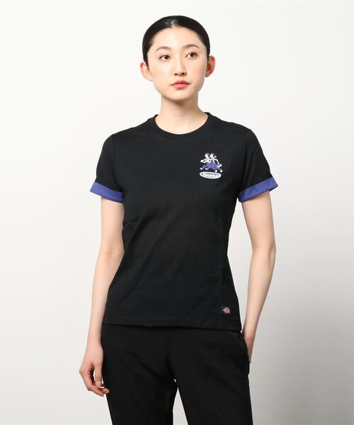 セール Dickies レディース アップリケ付き 重ね着風 クルーネック 半袖 Tシャツ Tシャツ カットソー Dickies ディッキーズ のファッション通販 Zozotown