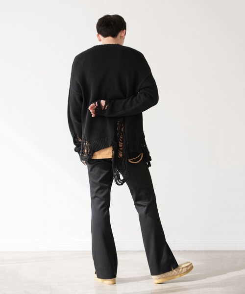 discovered◆DAMAGE COTTON KNIT/ニット・セーター(厚手)/1/コットン/BLK/DC-AW22-KN-01 DISCOVERED（ディスカバード）の「DISCOVERED ディスカバード