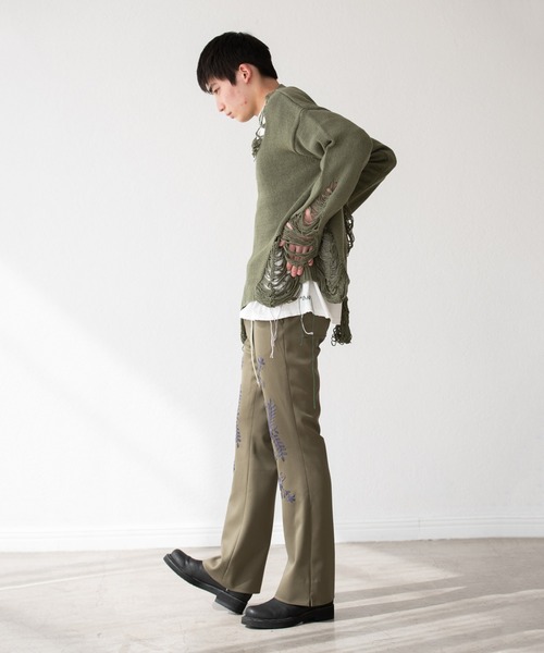 discovered◆DAMAGE COTTON KNIT/ニット・セーター(厚手)/1/コットン/BLK/DC-AW22-KN-01 DISCOVERED（ディスカバード）の「DISCOVERED ディスカバード