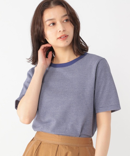 studio CLIP(スタディオクリップ)の「ポコポコカットTシャツ(Tシャツ/カットソー・レディース・その他1/ブルー/オフホワイト・MEDIUM/LARGE)」の1枚目の写真