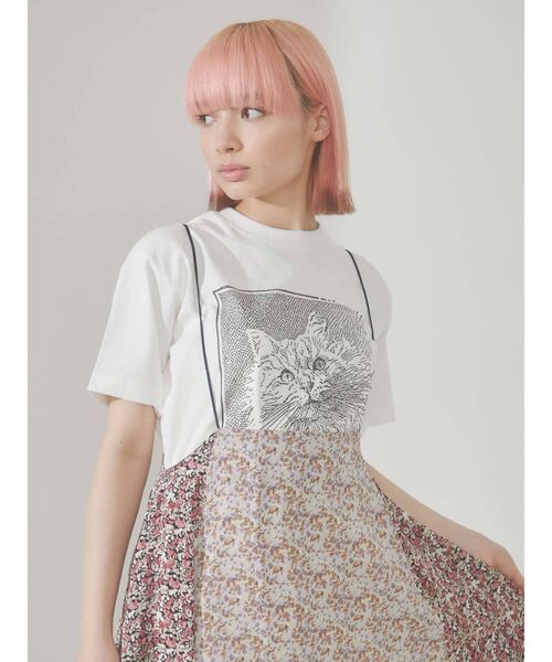 merry jenny（メリージェニー）の「CAT face Tee（Tシャツ/カットソー・レディース・チャコールグレー/オフホワイト/アイボリー・FREE）」の5枚目の写真