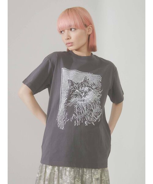 merry jenny（メリージェニー）の「CAT face Tee（Tシャツ/カットソー・レディース・チャコールグレー/オフホワイト/アイボリー・FREE）」の20枚目の写真