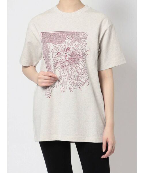 merry jenny（メリージェニー）の「CAT face Tee（Tシャツ/カットソー・レディース・チャコールグレー/オフホワイト/アイボリー・FREE）」の22枚目の写真