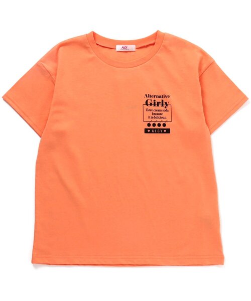 algy（アルジー）の「バックプリントT（Tシャツ/カットソー・キッズ・ミント/オレンジ/オフホワイト/ブラック・X-SMALL/XXX-SMALL/MEDIUM/XX-SMALL/SMALL）」の4枚目の写真